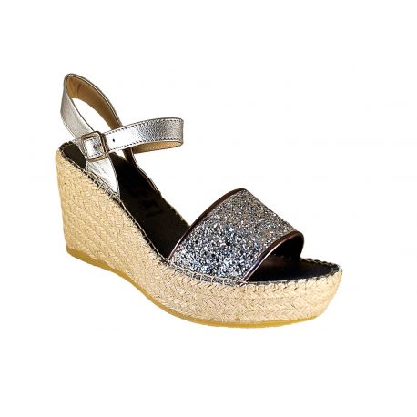 Espadrilles Compensées Argent 990